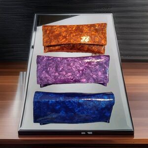 3 Frederic Beausoleil Eyewear Cases Orange Purple Blue 6x3 Excellent Condition